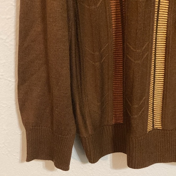 Steve Harvey Celebrity Edition Mens Size 2XTL Brown Grandpa Core Sweater Stripes - Picture 3 of 12